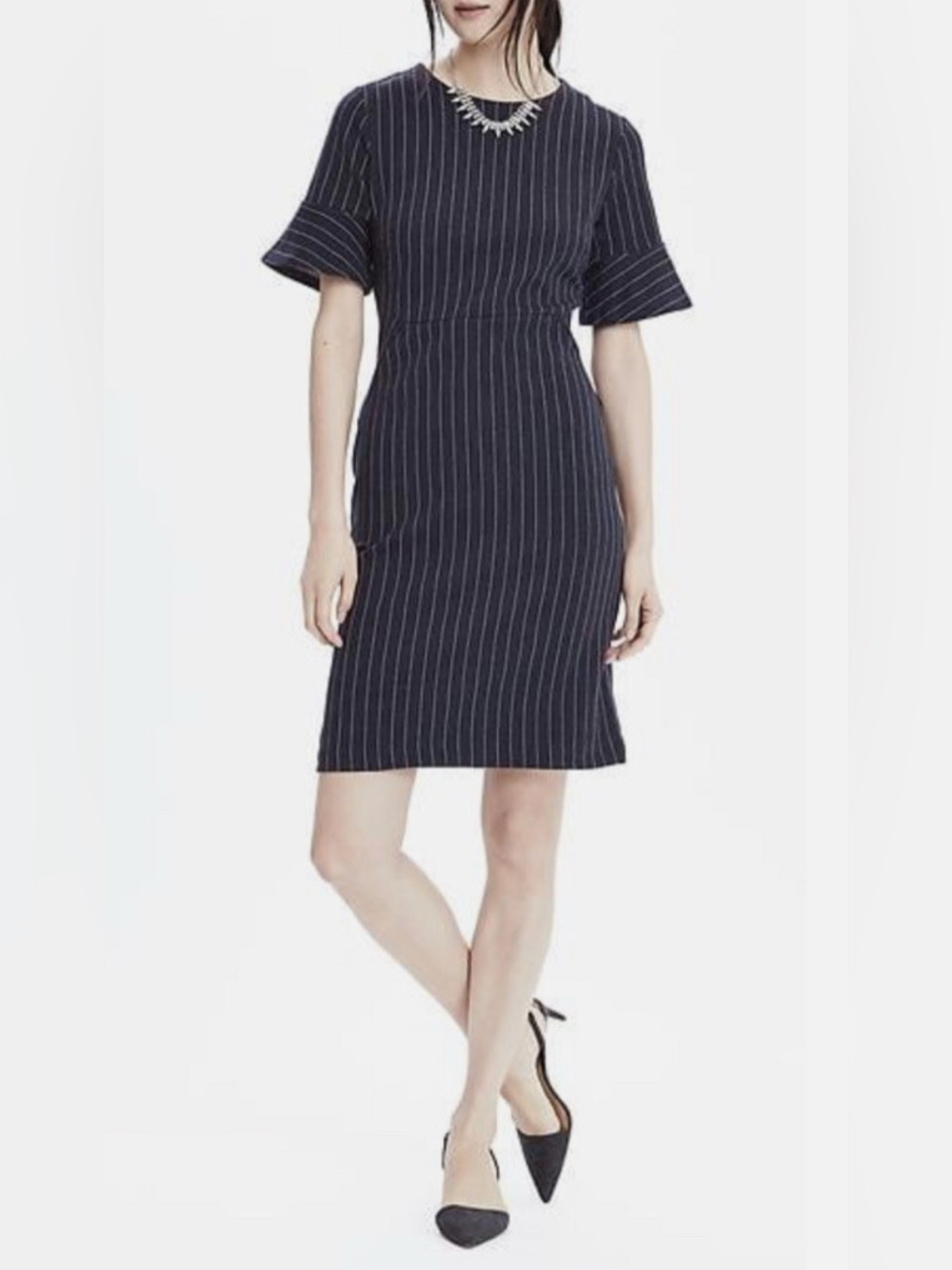 Banana Republic Navy Pinstripe Sheath Dress | Size 2 | Career Office Classic